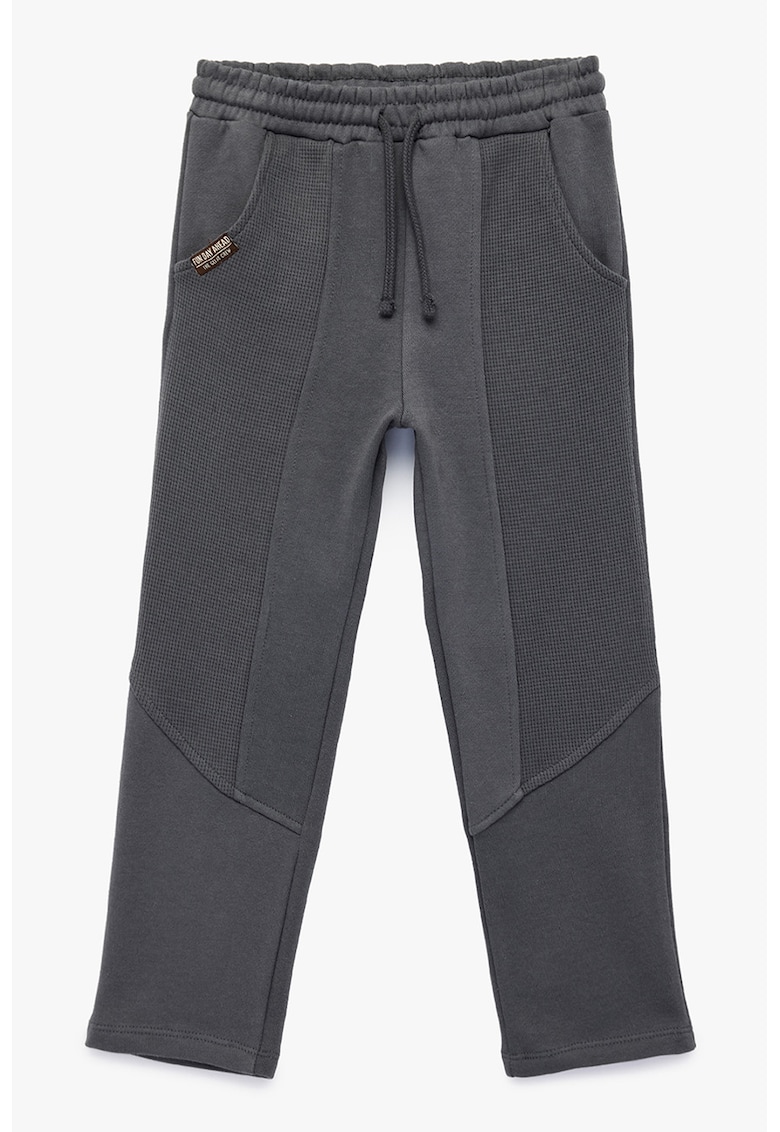Pantaloni cu buzunare laterale si snur - Gri inchis