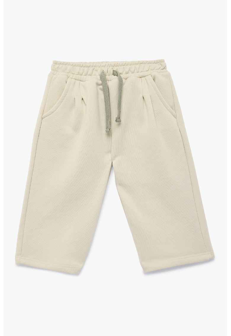 Bermudas din amestec de bumbac cu snur - Bej