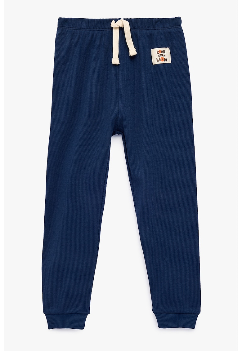 Pantaloni de trening din amestec de bumbac cu snururi - Albastru inchis