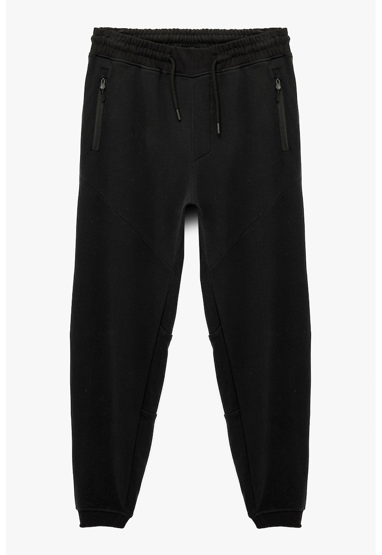 Pantaloni relaxed fit de trening cu buzunare - Negru