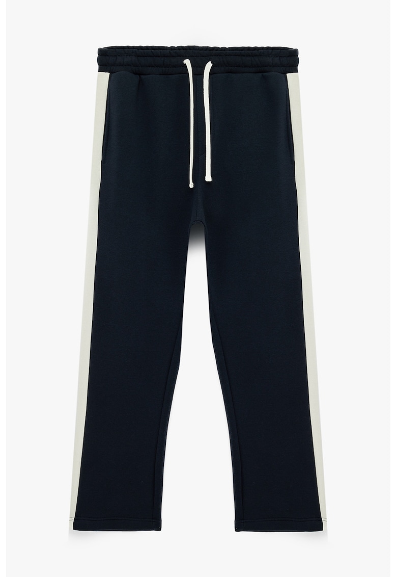 Pantaloni de trening cu talie ajustabila - Albastru ultramarin/Alb murdar