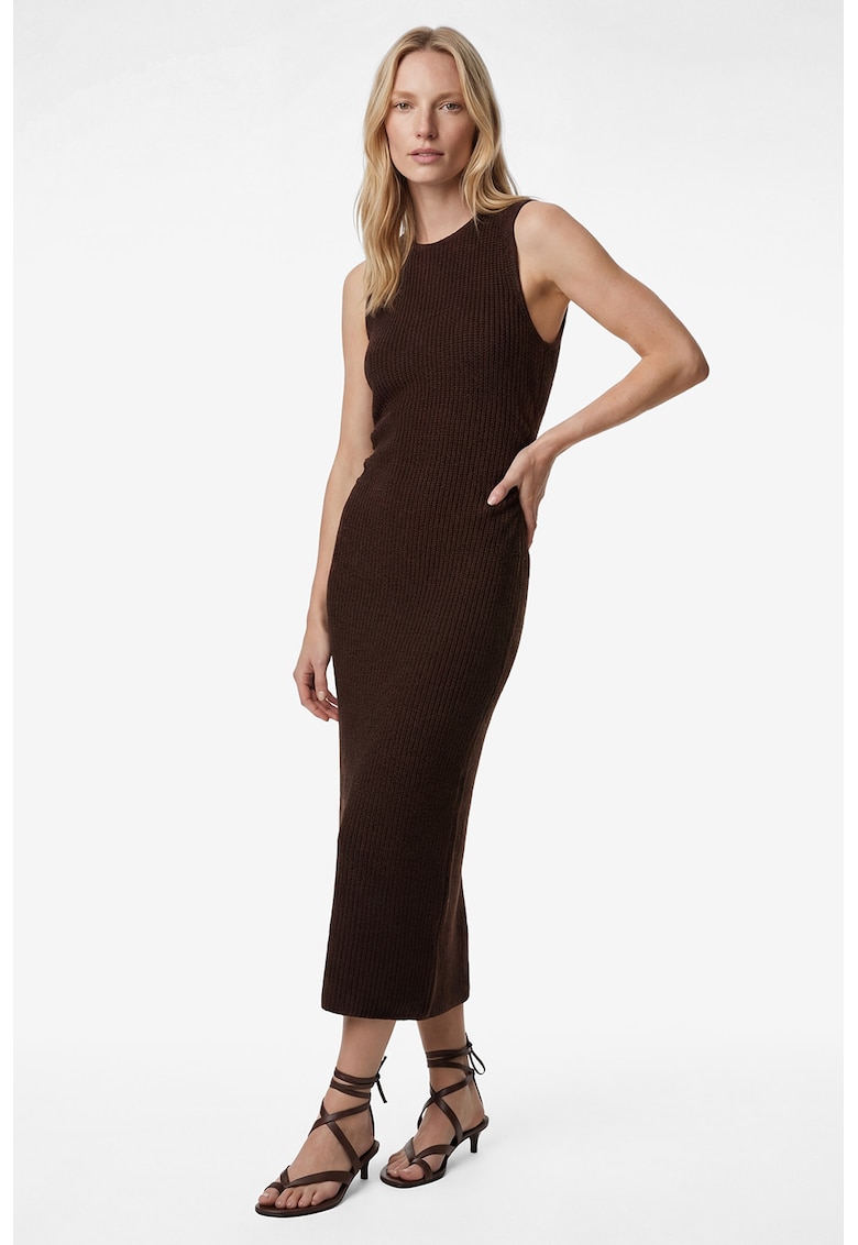 Rochie midi texturata - Maro inchis