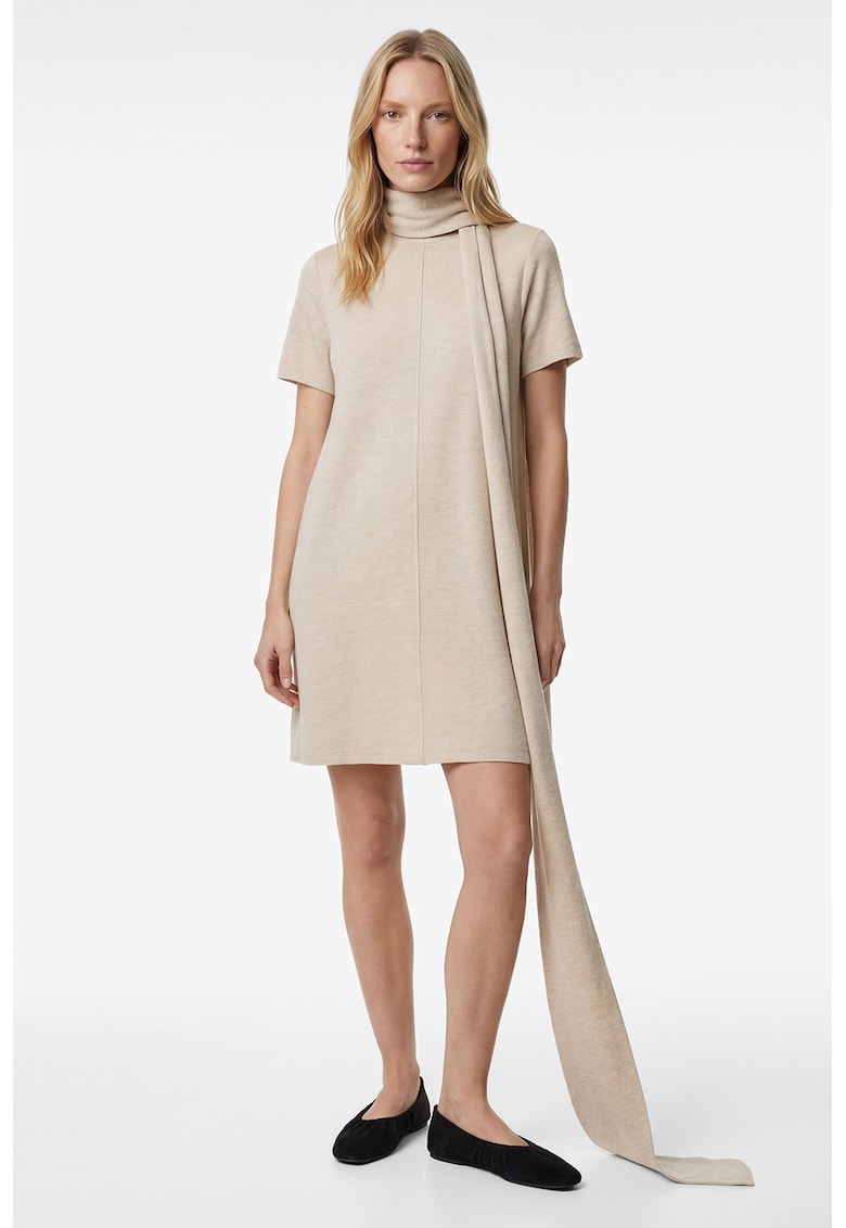 Rochie elastica cu guler scurt - Bej