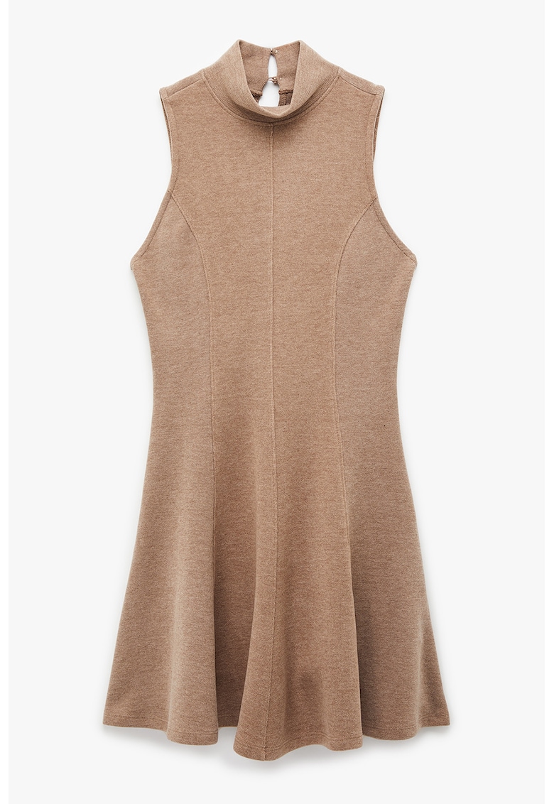 Rochie scurta cu guler scurt - Bej melange