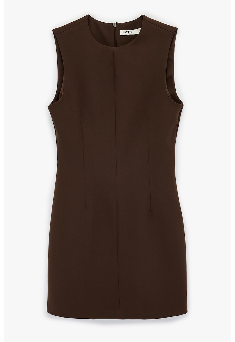 Rochie cambrata cu fermoar pe spate - Maro inchis