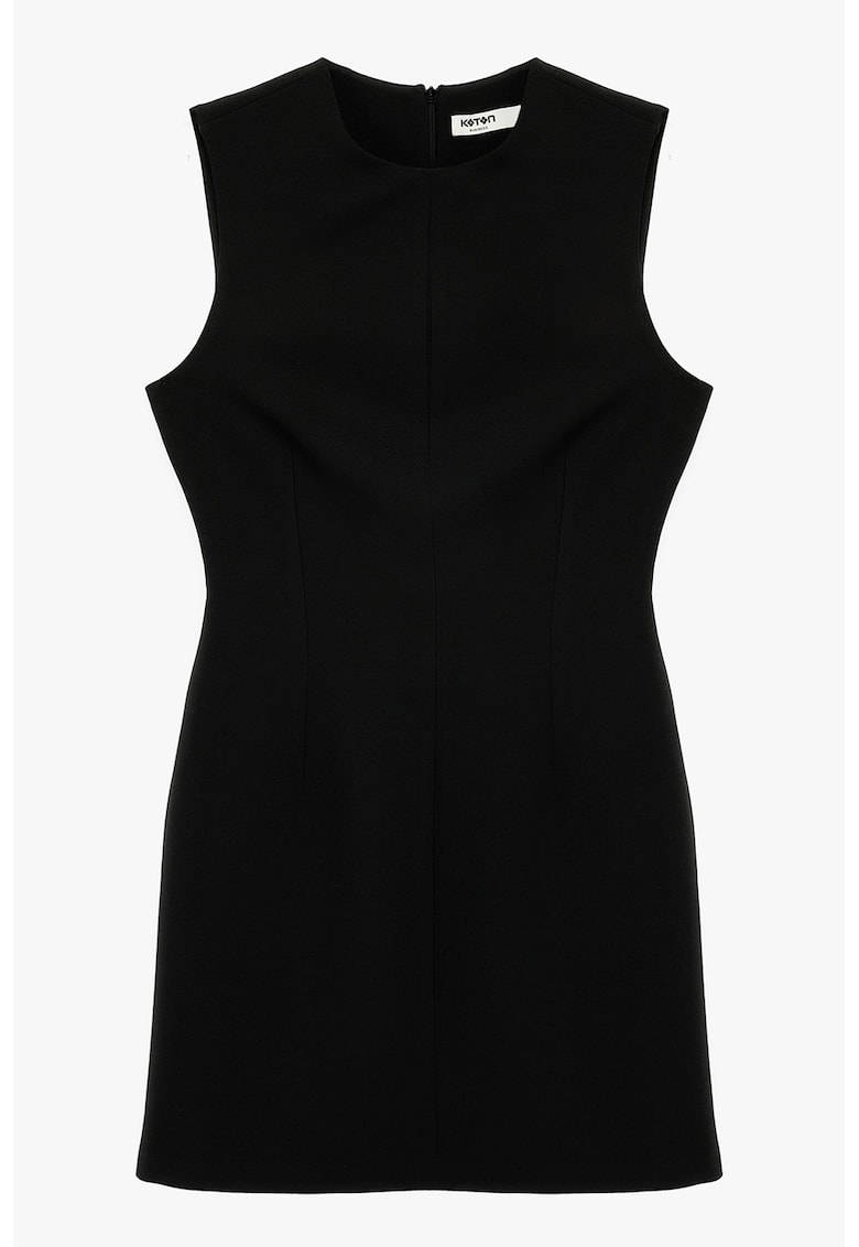 Rochie cambrata cu fermoar pe spate - Negru