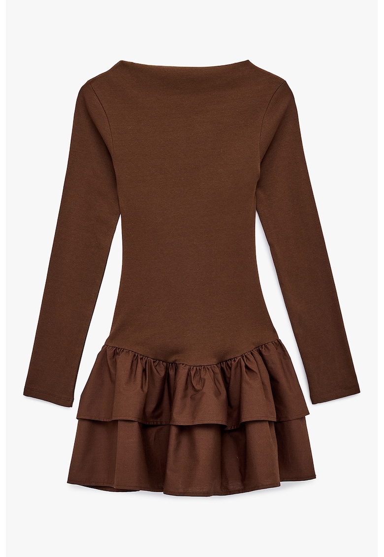 Rochie scurta cu maneci lungi - Maro inchis