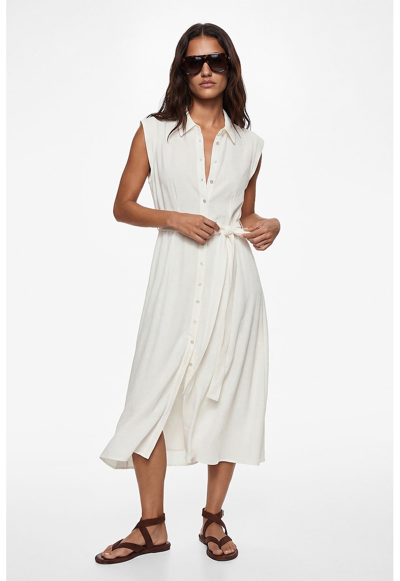 Rochie midi fara maneci - Alb murdar