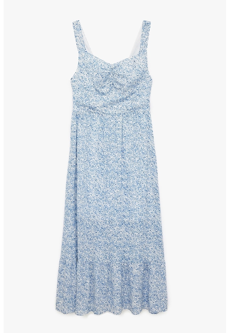 Rochie midi cu model floral - Alb/Albastru