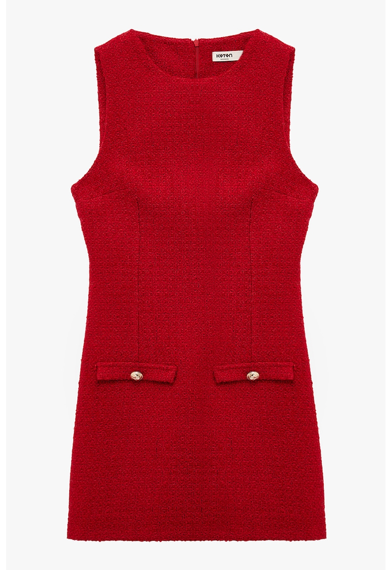 Rochie cu tuid si decolteu rotund - Rosu englez