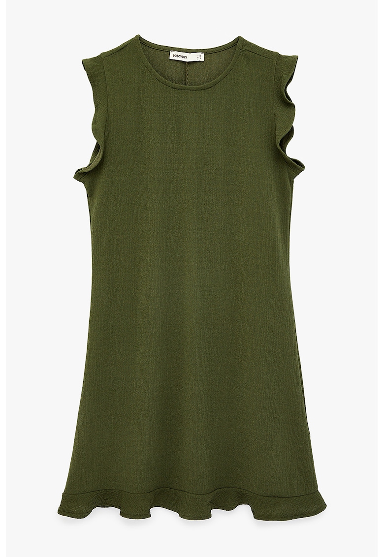Rochie evazata cu maneci scurte - Verde masliniu inchis
