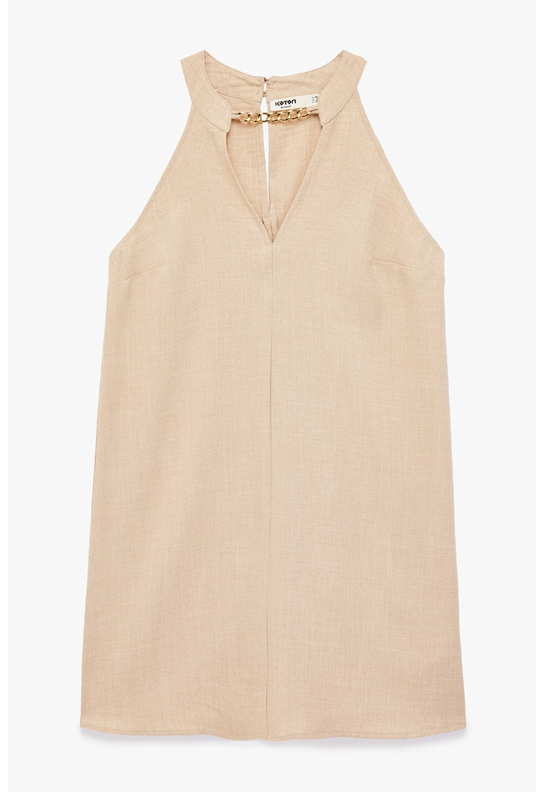 Rochie dreapta cu model uni - Bej sampanie
