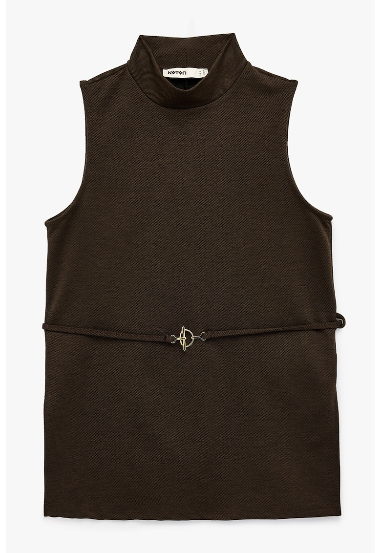 Bluza cu guler scurt - fara maneci - Maro inchis