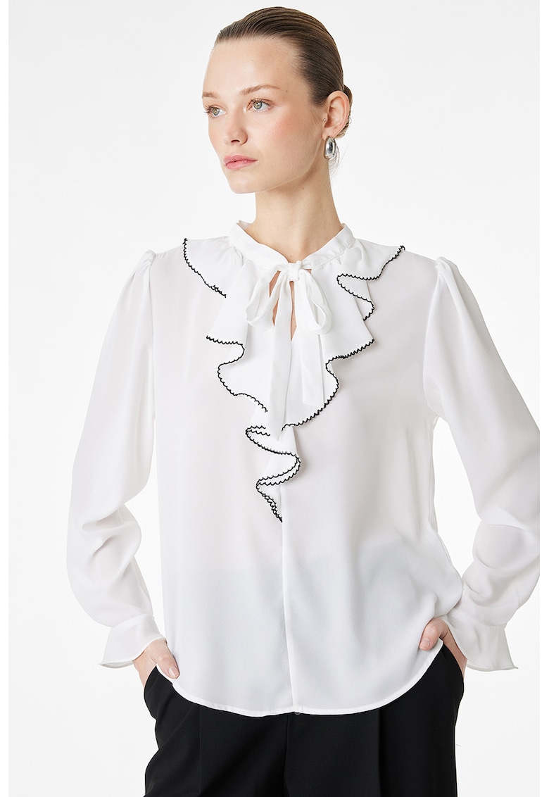 Camasa cu volane - Alb/Negru