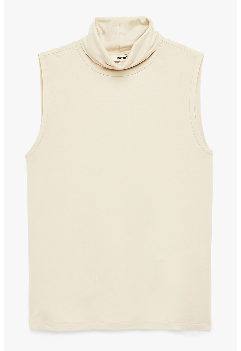 Bluza cu guler inalt - fara maneci - Bej