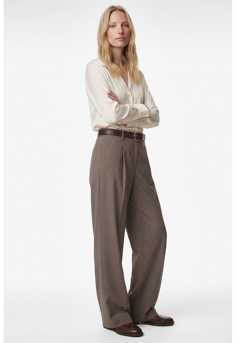 Camasa cu aspect satinat si guler clasic - Crem