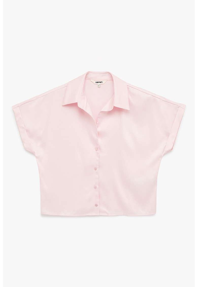 Camasa crop cu maneci cazute - Roz pal