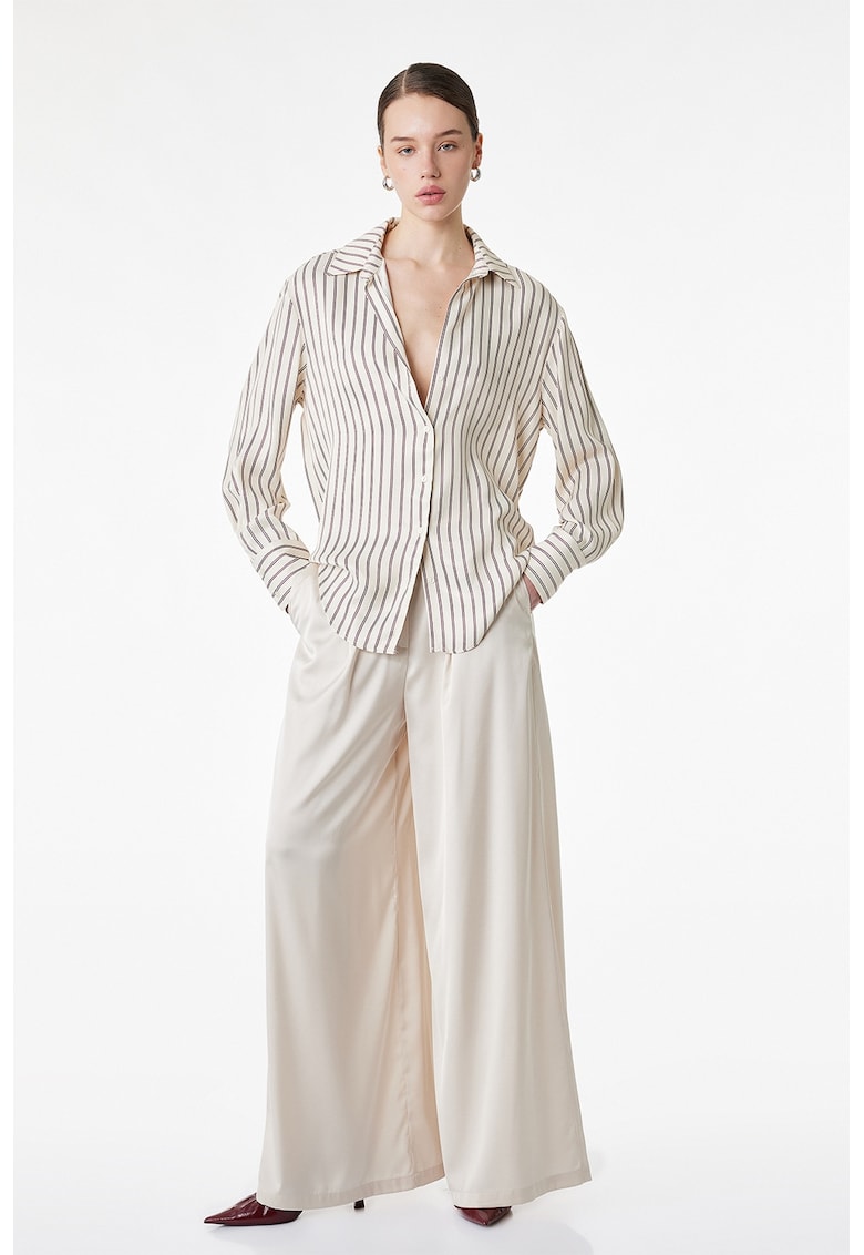 Camasa regular fit cu dungi - Visiniu/Bej deschis