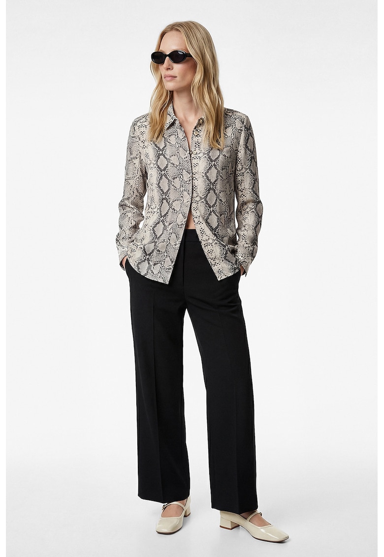 Camasa cu animal print - Bej/Negru antracit