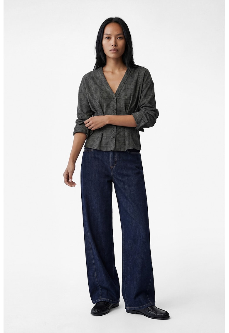 Bluza cu model si decolteu in V - Gri inchis