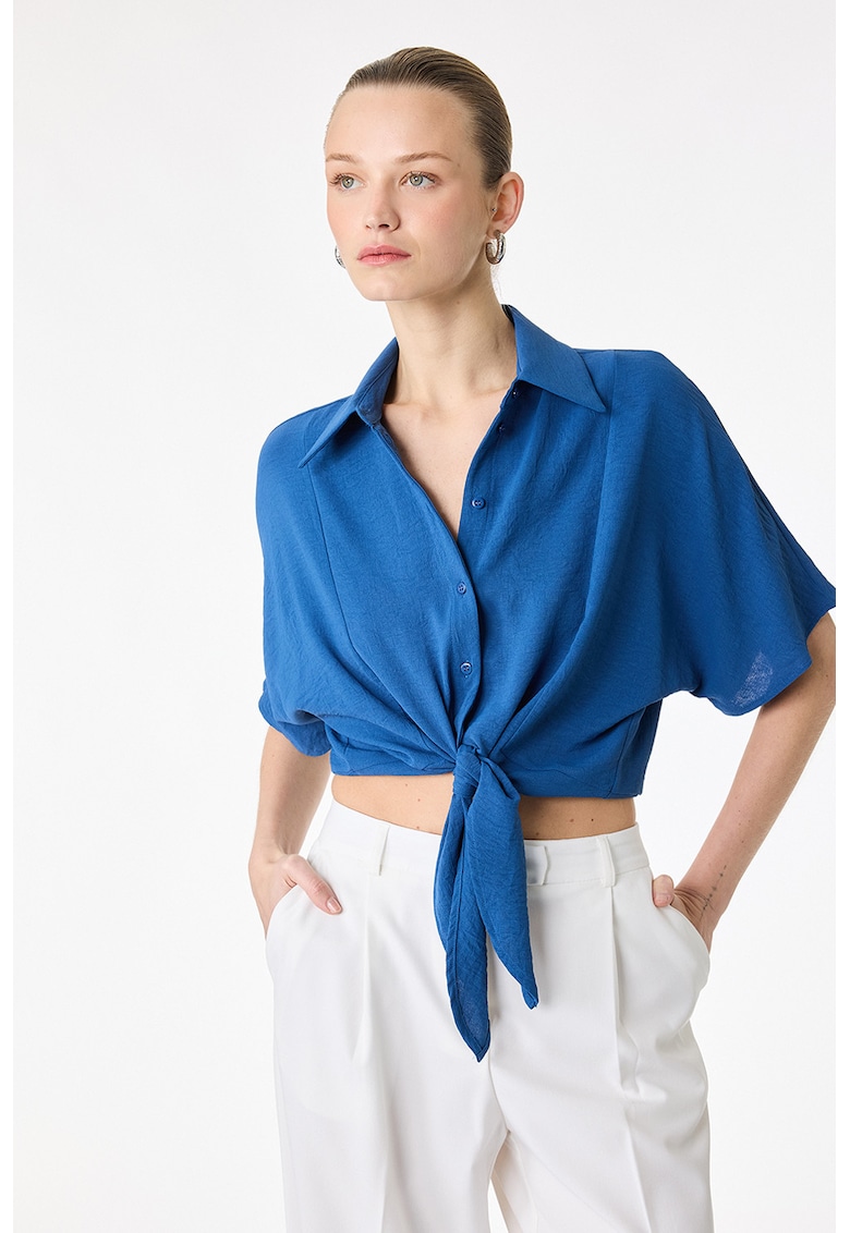 Camasa crop cu croiala lejera - Albastru royal