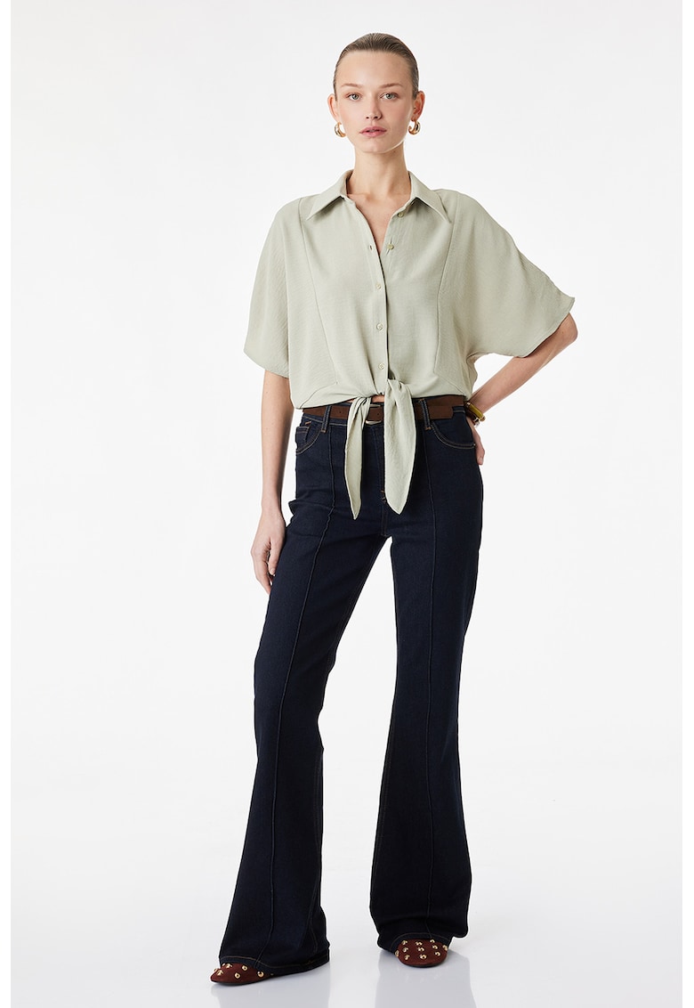 Camasa crop cu croiala lejera - Gri cenusiu