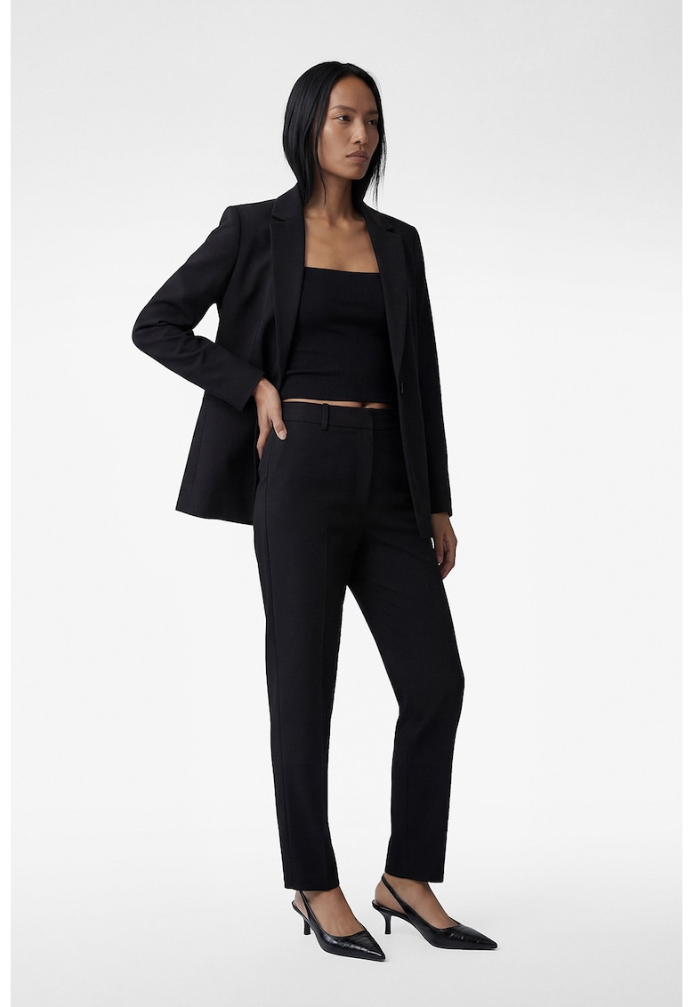 Pantaloni crop eleganti cu buzunare - Negru