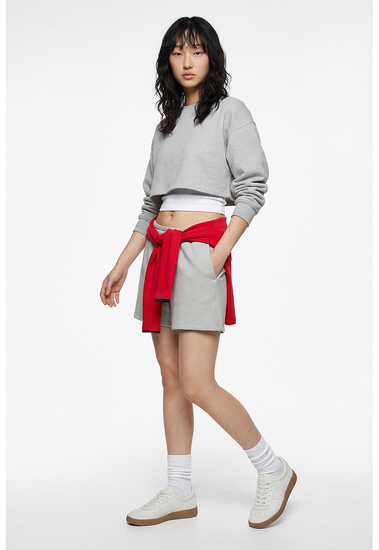 Pantaloni scurti de trening cu talie ajustabila - Gri deschis