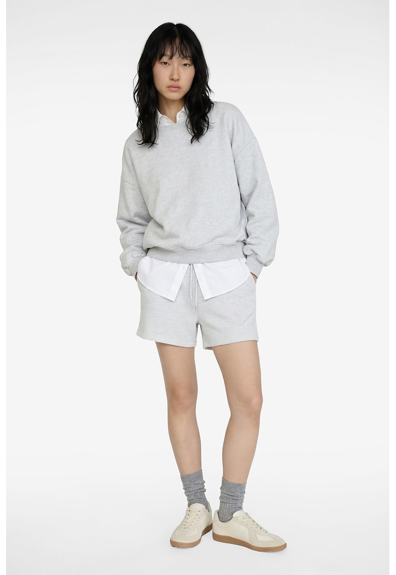 Pantaloni scurti de trening cu talie ajustabila - Gri melange