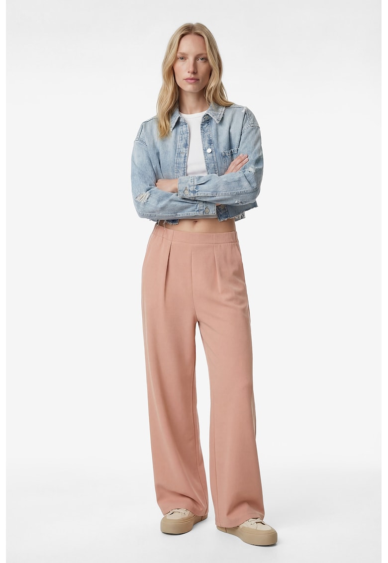 Pantaloni ampli cu talie elastica - Piersica
