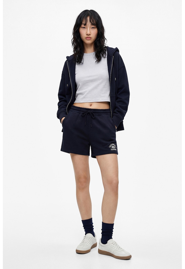 Pantaloni scurti cu buzunare laterale si snur - Albastru ultramarin