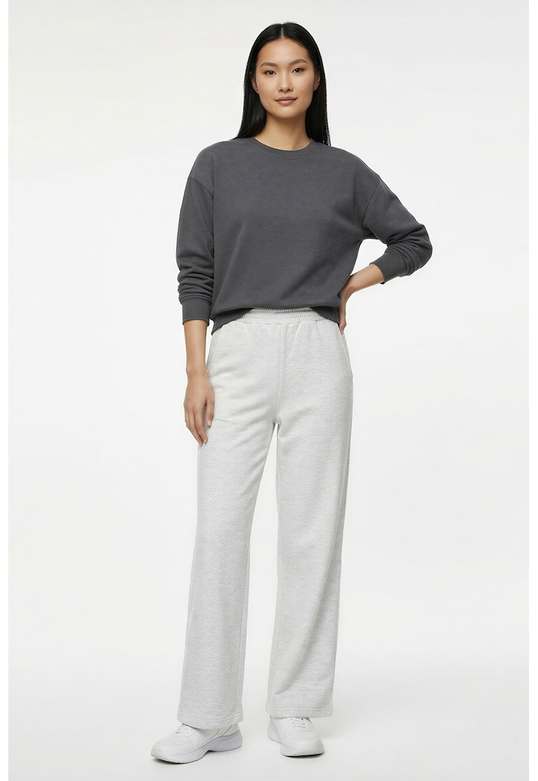 Pantaloni de trening cu talie elastica si model uni - Gri deschis melange
