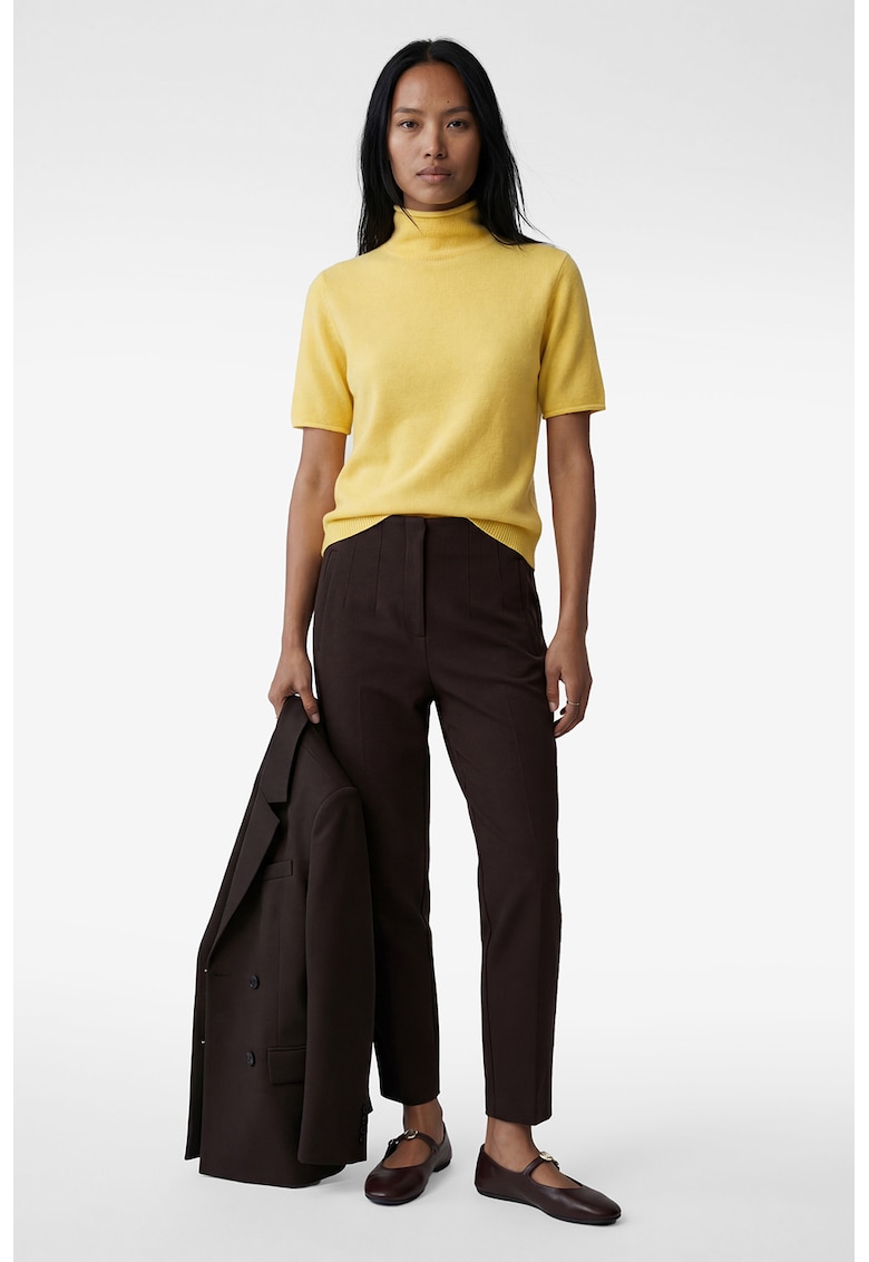 Pantaloni crop cu croiala conica - Maro inchis
