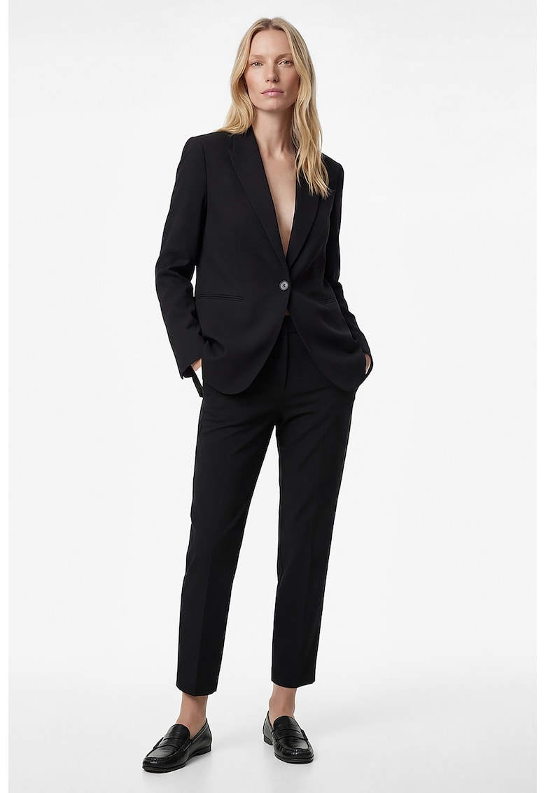 Pantaloni crop cu croiala conica - Negru