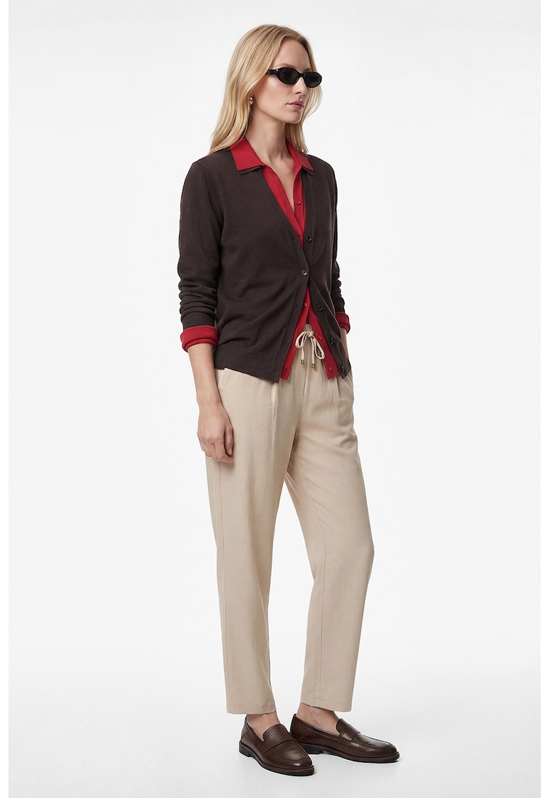 Pantalaoni din amestec de modal cu snur - Bej