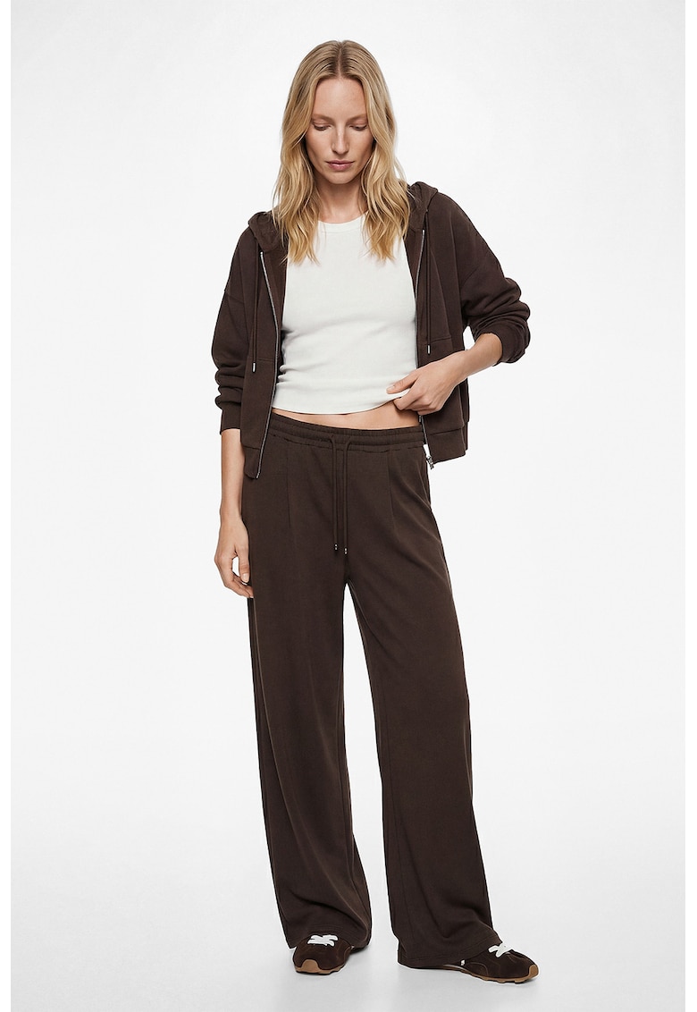 Pantaloni ampli cu snur - Maro inchis