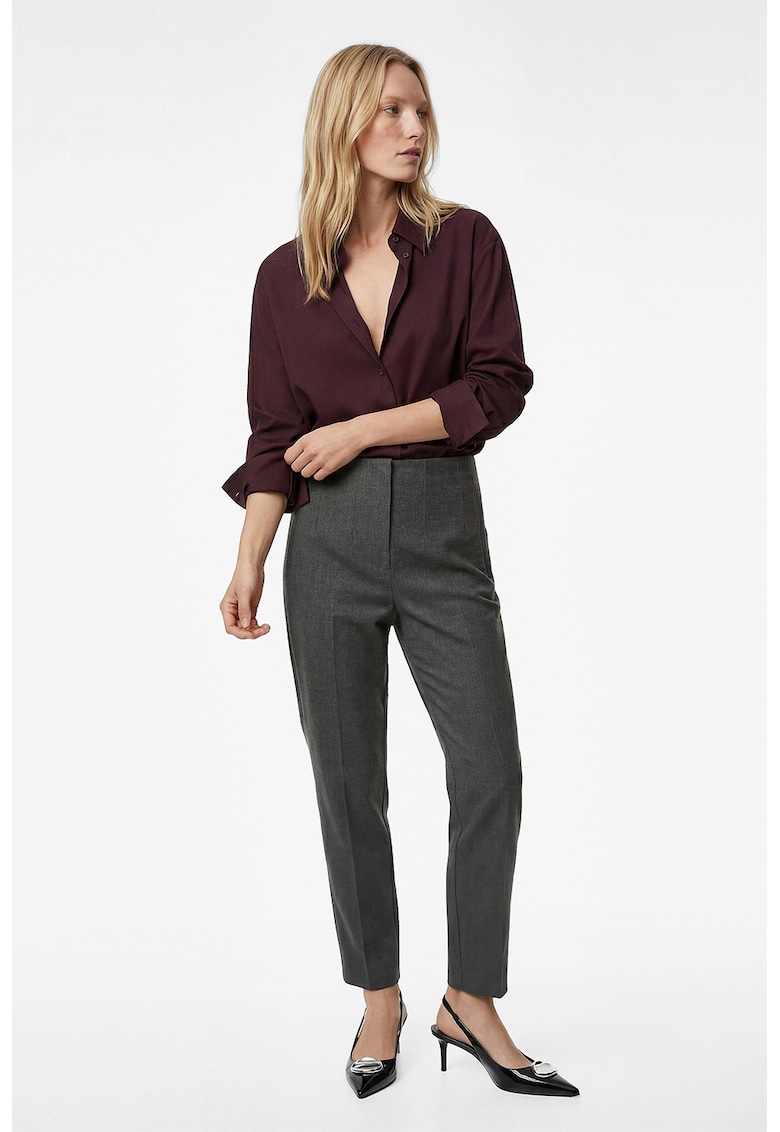 Pantaloni slim fit cu talie inalta - Gri inchis