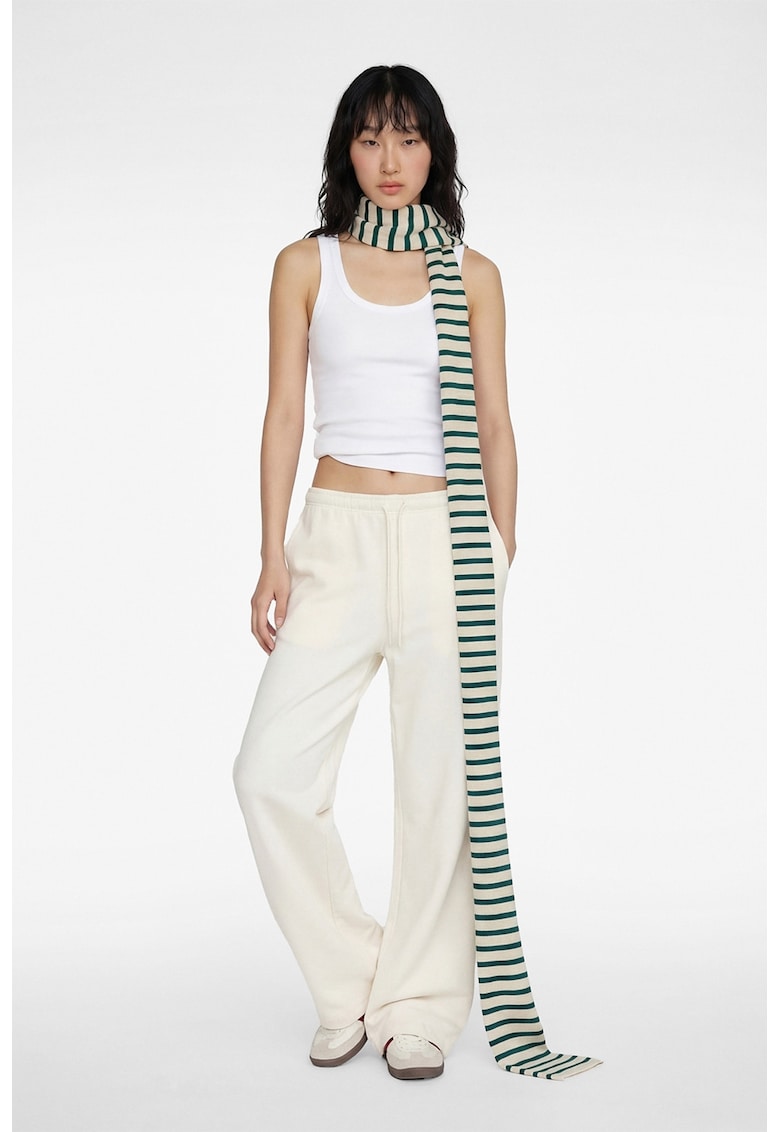 Pantaloni de trening din amestec de modal cu snur - Alb fildes