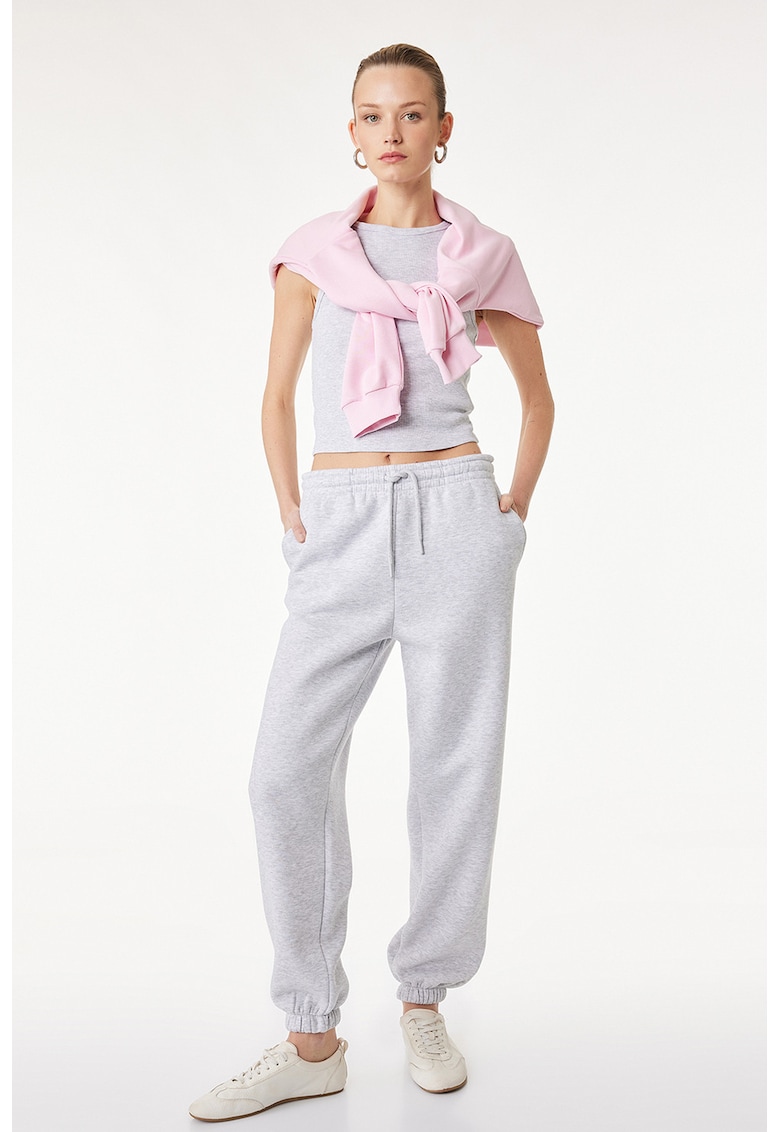 Pantaloni de trening conici - Gri deschis melange