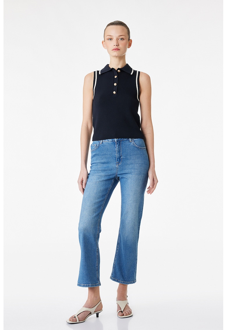 Blugi crop cu croiala evazata Victoria - Albastru pastel