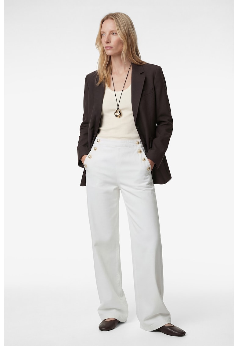 Blugi cu croiala ampla si nasturi - Alb murdar