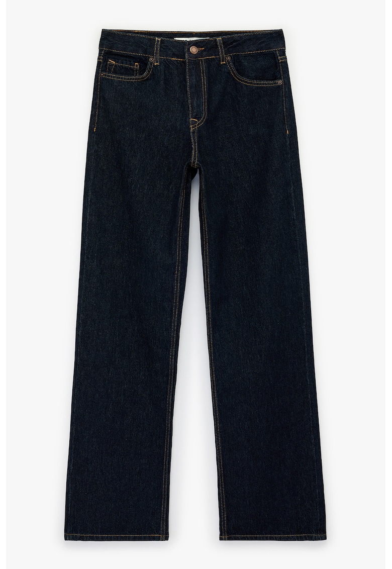 Blugi relaxed fit cu talie medie - Albastru ultramarin