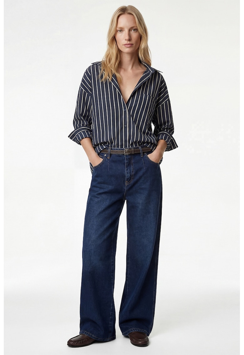 Blugi drepti cu talie medie - Bleumarin