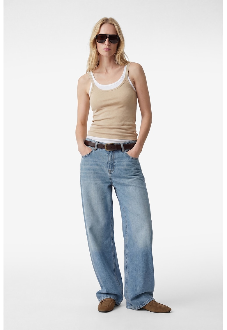 Blugi lejeri cu aspect decolorat - Albastru inchis