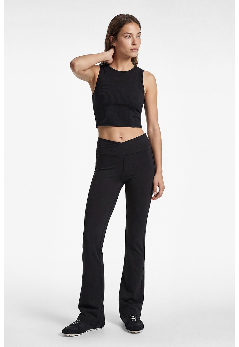 Colanti slim-fit cu croiala evazata - Negru