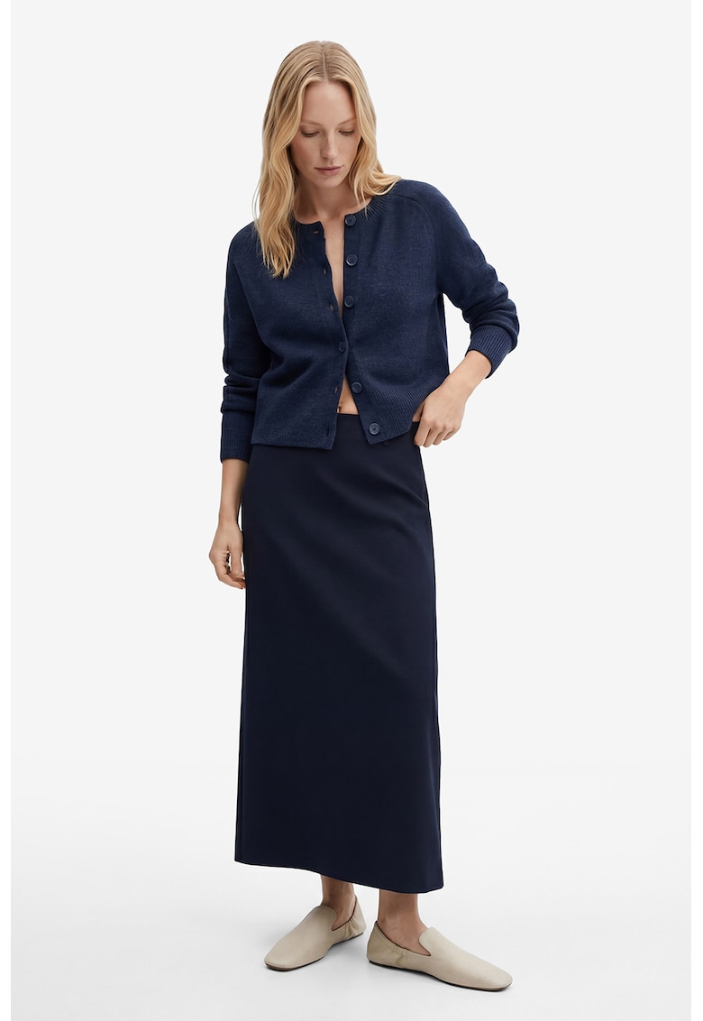 Fusta lunga cu talie medie - Albastru ultramarin