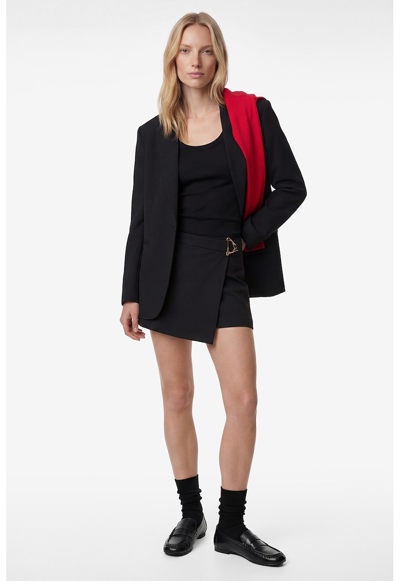 Fusta-pantalon scurta cu detaliu metalic - Negru