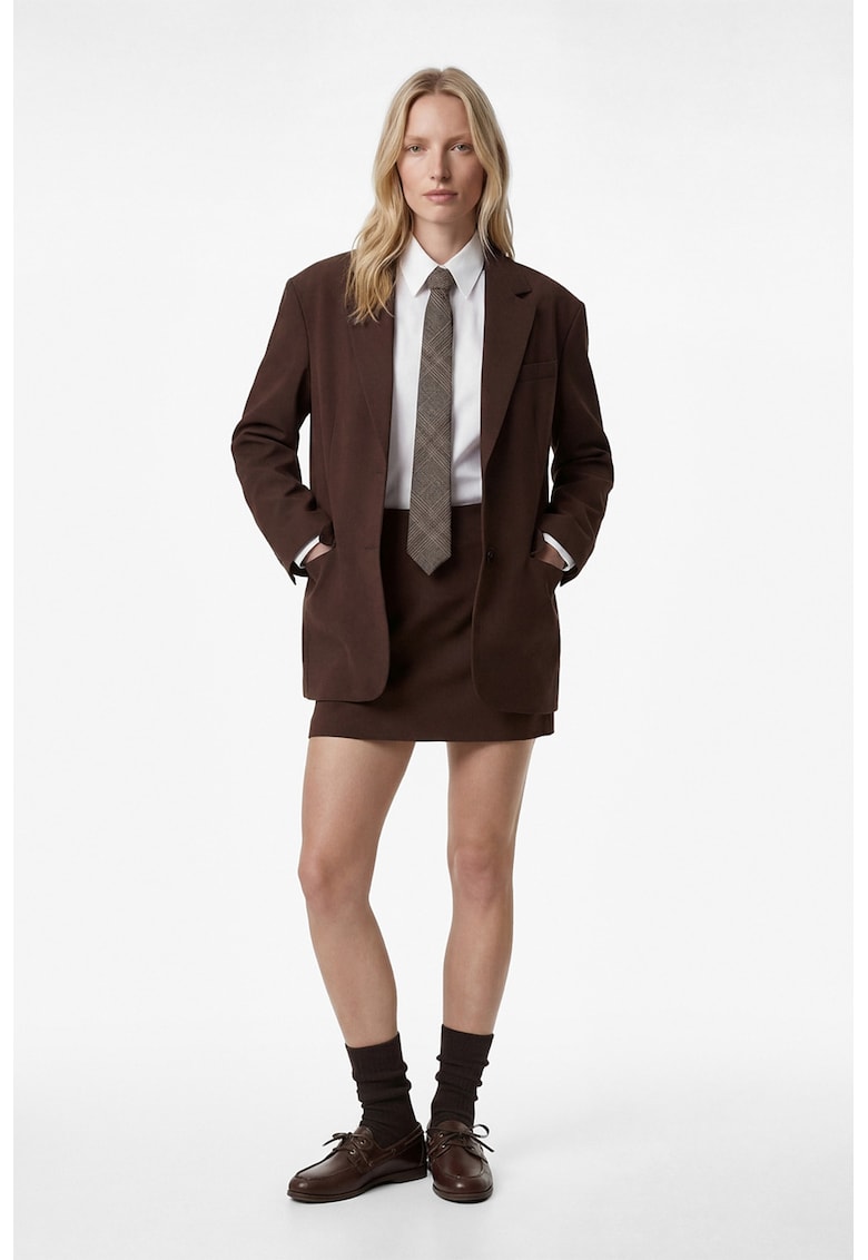 Fusta scurta cu model uni - Maro pamantiu
