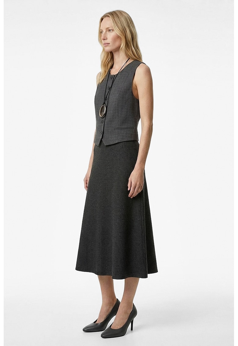 Fusta cu croiala pe bie si dungi discrete - Gri antracit