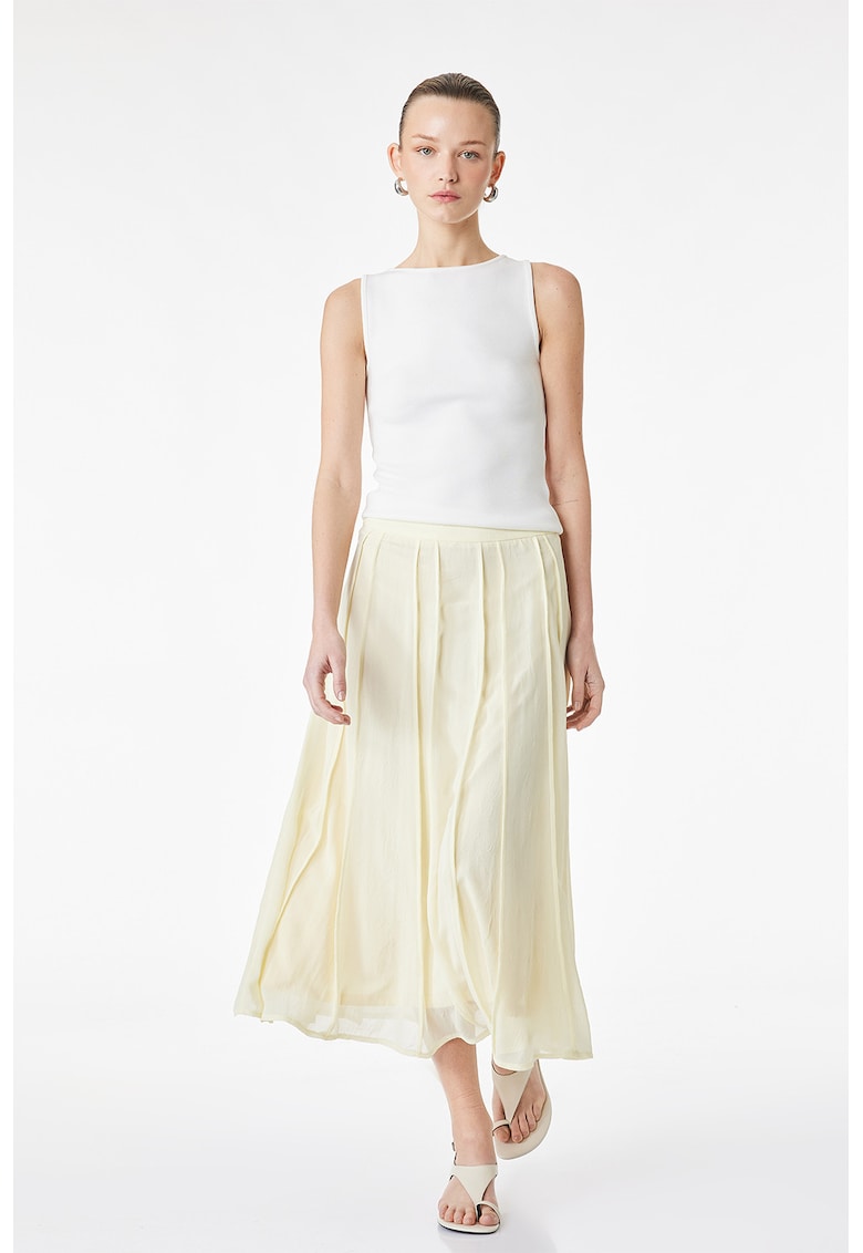 Fusta evazata cu pliu inversat - Galben pal